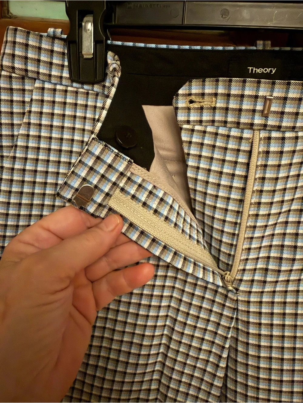 Theory Black and White Micro-Check Trousers 6